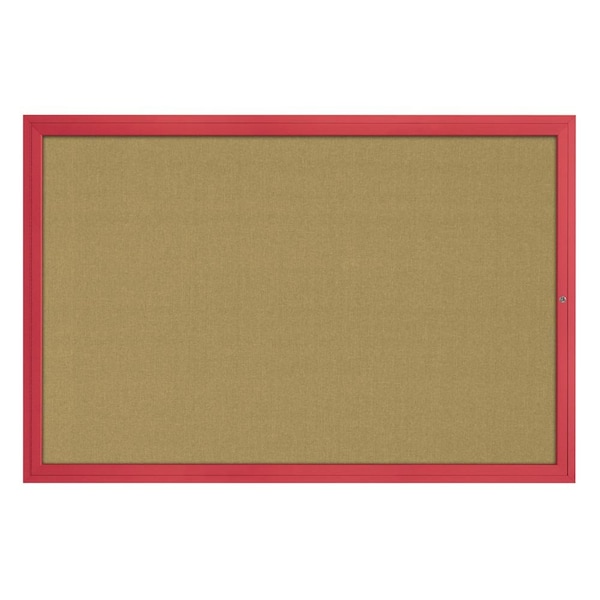 Hinge-less Radius Corkboard, 24"x36", Black Alum Frame/Buff